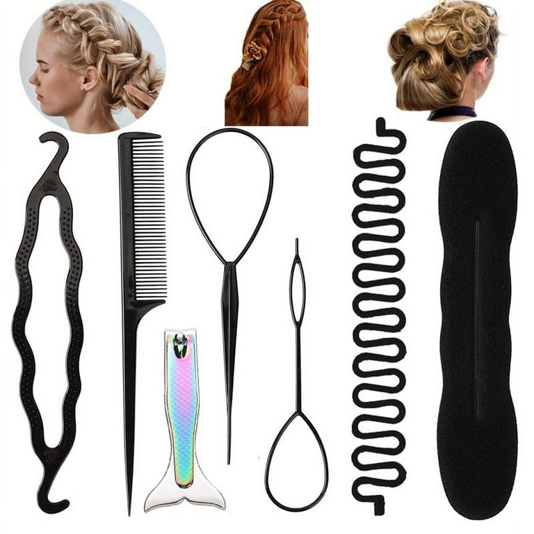 hair twister topsy tail hair tool hair braiding tools hair loop styling  tool hair pull through tool topsy turvy hair tool Lazy curler accessories