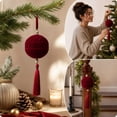 thumbnail image 5 of DefiDgd 3.15inch Christmas Flocked Ball with Tassel Adorned,Embossed Velvet Hanging Ball Decor for Christmas Tree Wall Window Wedding Holiday Party Home Ornament(E), 5 of 7