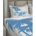 thumbnail image 2 of Ambesonne Tropical Fitted & Top Sheet Set with Shams, Hawaiian Island Aqua, Aqua White, 2 of 4