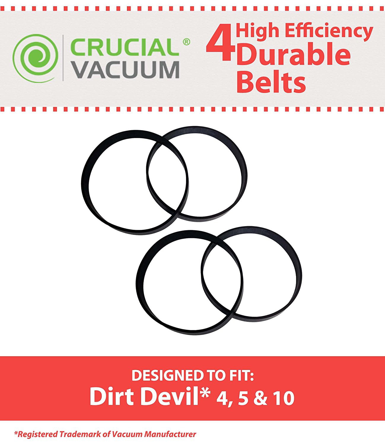 Swivel Glide Vision Uprights Featherlite 3720310001 1LU0310X00 5 & 10 Durable Vacuum Belts Designed To Fit Dirt Devil Fantom Fury 2 Dirt Devil Style 4 Compare To Part # 1540310001 3860140600 Designed & Engineered by Crucial Vacuum