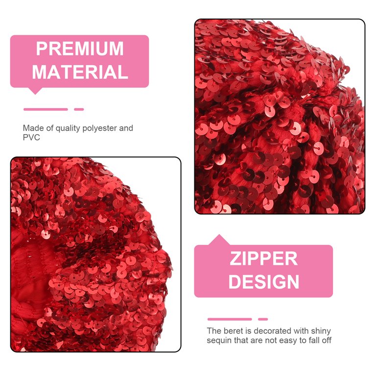 Women Sparkling Sequin Beret Hat Beanie Fashion Costume Accessory Comfortable KESYOO Women Fashion Berets Sparkle Sequins Beanie Hat  main image 4