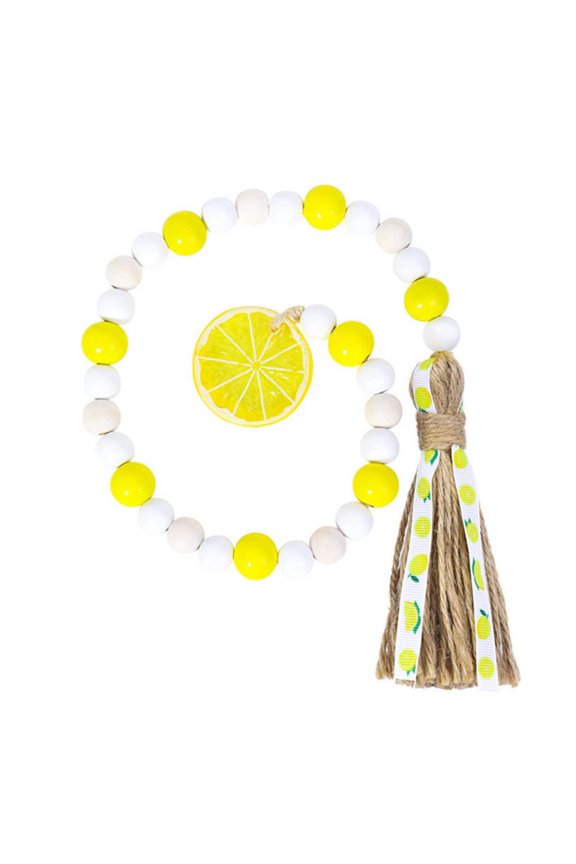 Lemon Wood Beads String Hemp Rope Tassel Pendant Photographic Props Home Wall Bohemian Pendant
