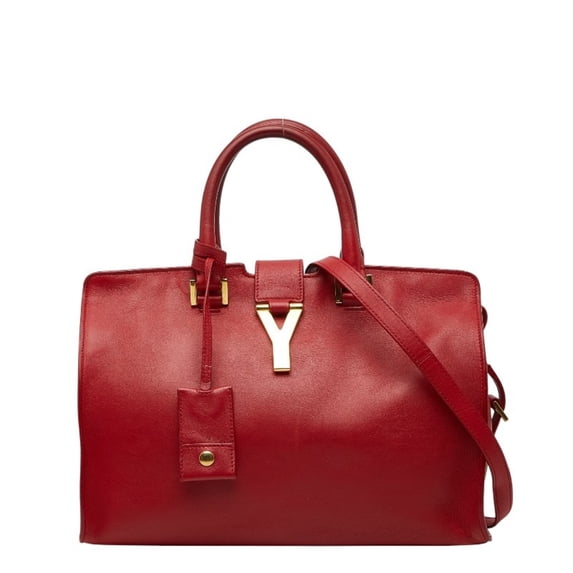 Pre-Owned Saint Laurent Y-Line Petit Cabas Handbag/Shoulder Bag, 2-Way, Red and Gold... (Fair)