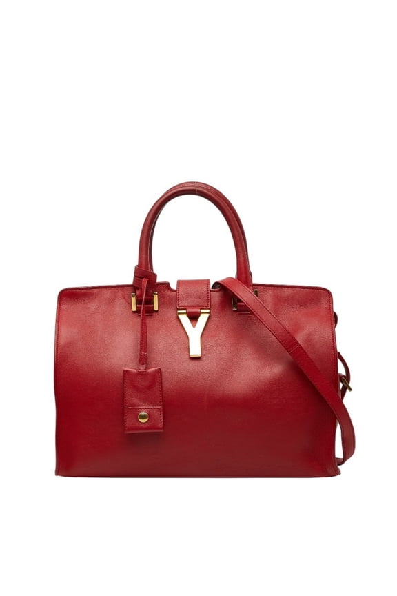 Pre-Owned Saint Laurent Y-Line Petit Cabas Handbag/Shoulder Bag, 2-Way, Red and Gold... (Fair)