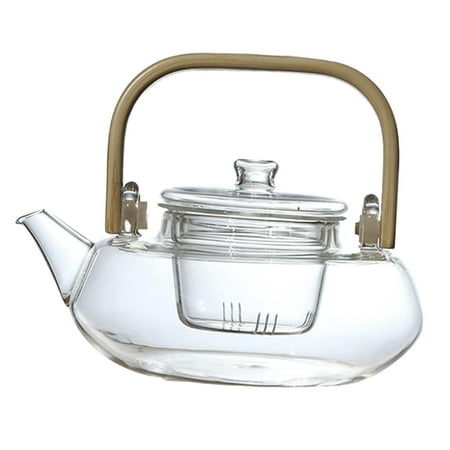 

Stovetop Glass Teapot Hand Blow Glass Teapot Removable Infuser Tea Strainer Tea Kettle Pot 800ml