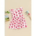 thumbnail image 2 of Toddler Baby Girls Farm Outfit Fruit Apple Print Fly Sleeve Ruffle Dress Summer Casual A-Line Twirly Dresses, 2 of 7