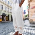 thumbnail image 4 of Pantalones cortos de mujer Pantalones largos de verano de encaje de color sólido con bolsillos Traje diario FLhrweasw Nuevo, 4 of 9