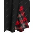 thumbnail image 4 of Camiseta de panel a cuadros Bowknot de talla grande Rosegal Mangas largas de talla grande, 4 of 5