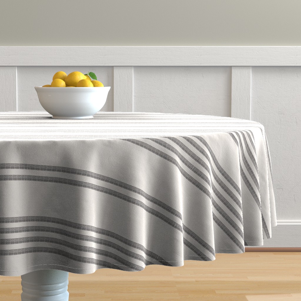 Round Tablecloth Stripe Grey Ticking Grey Stripes French Ticking Cotton
