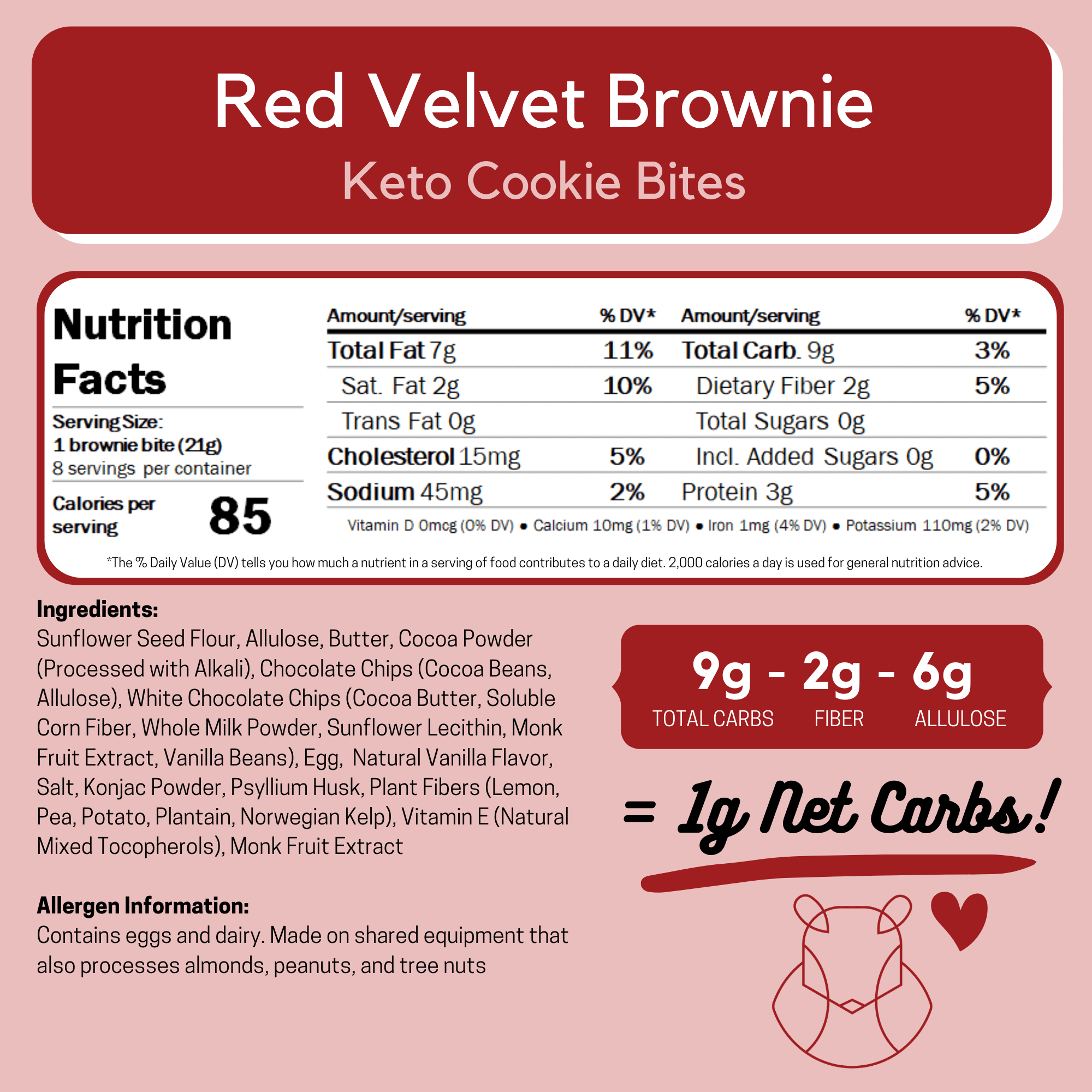 ChipMonk Baking Keto Cookie Bites, Red Velvet, 2 Pouches 16 Bites