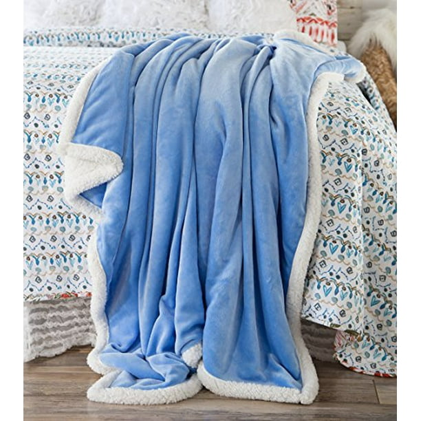 Large Extra Plush Sherpa Throw Blanket 68x54 by North End Decor, Solid