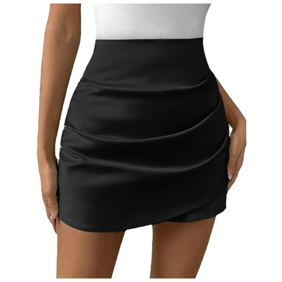 Hienoo Women's Ruched Wrap Skort High Waist Casual Work Shorts, Sizes S-XL