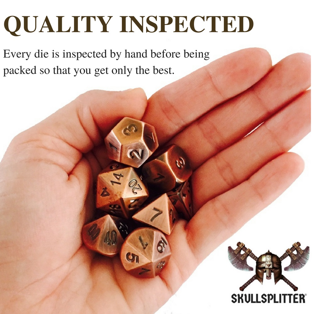 Thieves Tools with Antique Brass Color with Black Numbers Metal Dice -