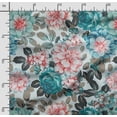 thumbnail image 2 of Soimoi Chinese Floral Print, Poly Taffeta Fabric, Decor Sewing Fabric by The Yard 56 Inch Wide, Decorative Fabric for Outdoor Upholstery, Umbrellas and Home Accents, Teal Blue, 2 of 5