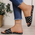 thumbnail image 6 of Samdudou Womens Summer Shoes Casual Flat Sandals Classic Polka Dot Print Open Toe Slip On Slides Wide Strap Smooth Fabric Beach Pool Vacation Footwear for Ladies, 6 of 9