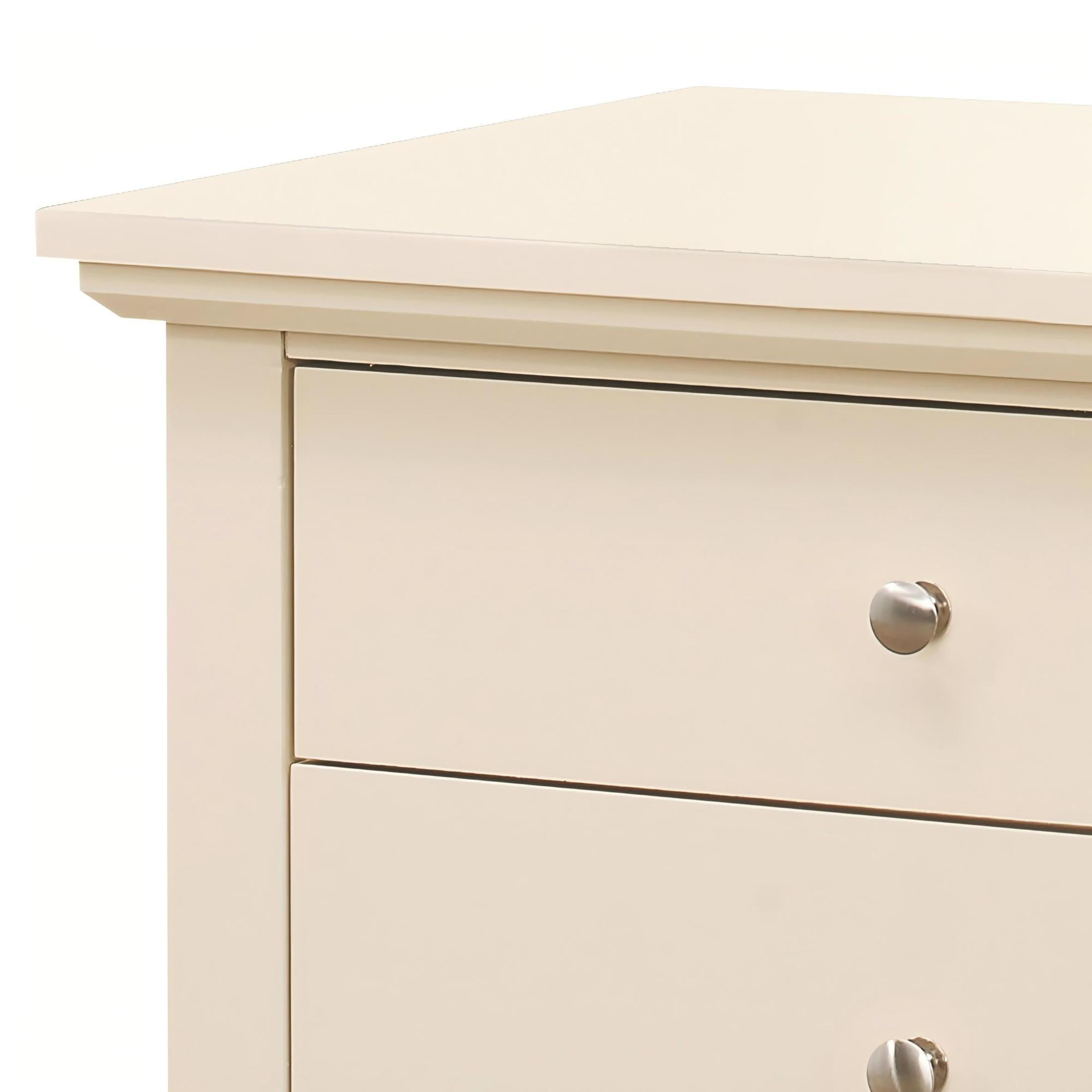 Noble House 3-Drawer Nightstand, Bedside Table with Particle Board Frame, Beige Finish
