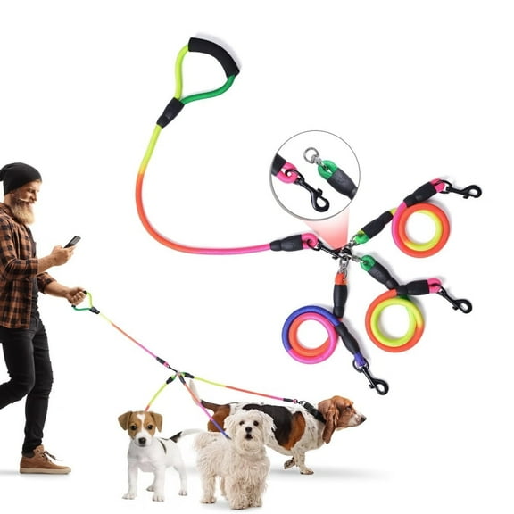 3 Way Dog Leash, 75 Inch Dog Leash Detachable 360 Swivel with Soft Padded Handle for Small/Medium Dogs