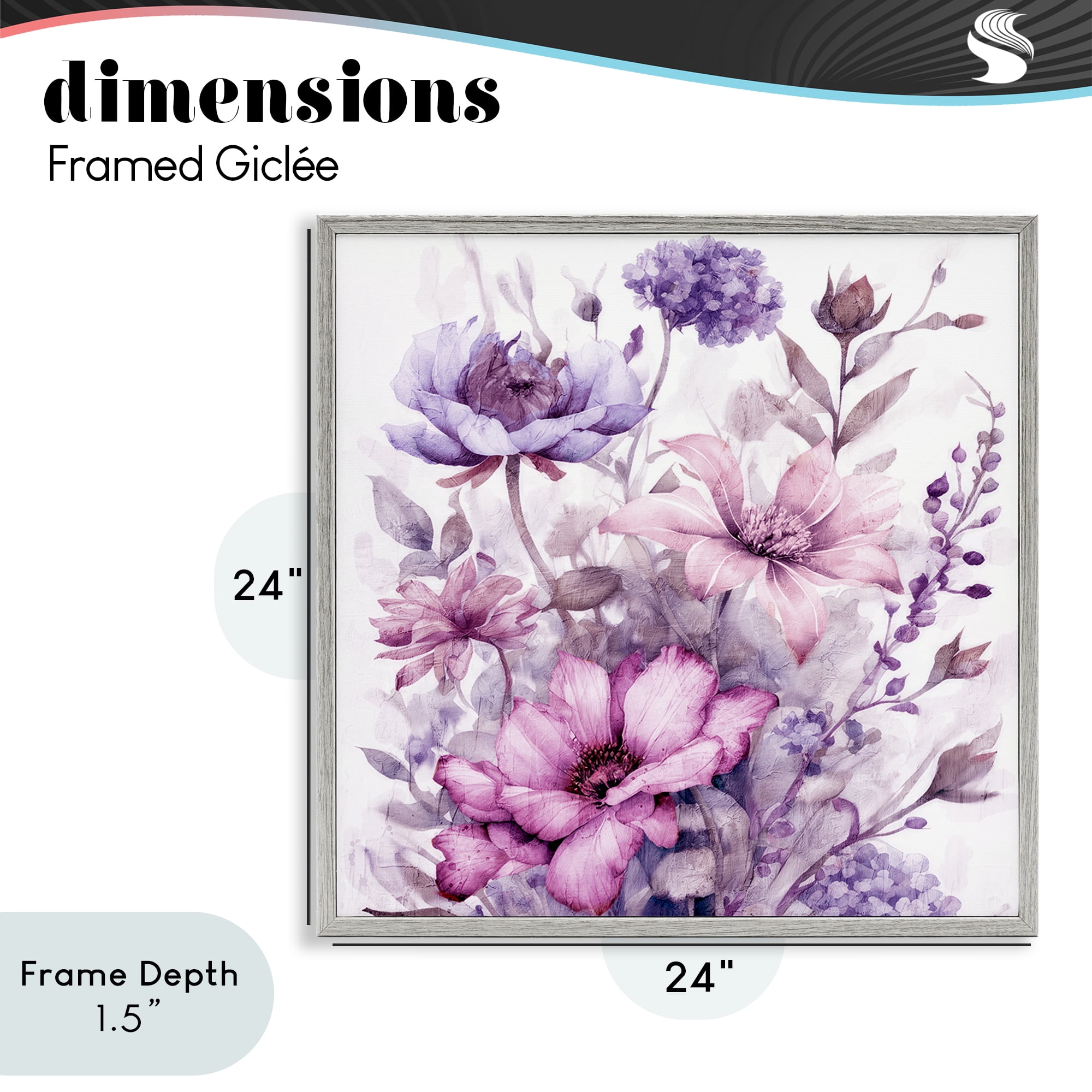 Stupell Industries Purple & Blush Florals Gray Framed Giclee Art, design by Kim Allen