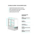 thumbnail image 2 of 56-60"W x 60"H Double Sliding Tub Shower Door, Aluminium Alloy Frame in Chrome, 1/4" (6mm) Thick SGCC Tempered Clear Glass., 2 of 9