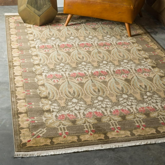 Unique Loom Edinburgh Collection Area Rug - Canmore (7' 1" x 10' Rectangle Brown/Light Blue)
