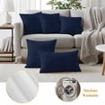 thumbnail image 6 of Solid Dark Blue Outdoor Waterproof Pillow Covers, Minimalism Abstract Denim Texture Decorative Square Throw Pillowcase Sofa Cushion Sham for Patio/Couch/Chair, 26"x26" 2 Pack, 6 of 8