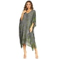 thumbnail image 5 of Sakkas Clementine Third Women's Tie Dye Caftan Dress/Cover Up Beach Kaftan Summer - 43-Green - One Size, 5 of 5