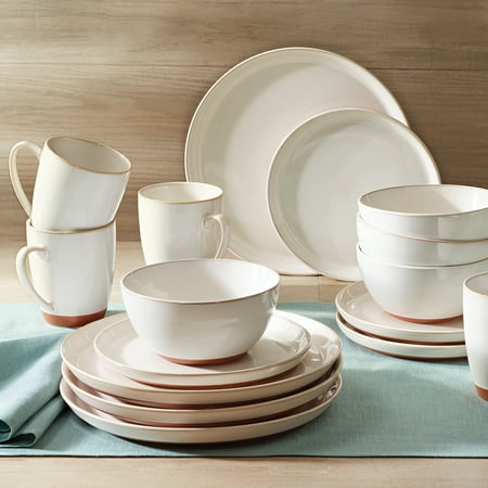 Better Homes And Gardens Claybrooke 16 Piece Dinnerware Set, Cream