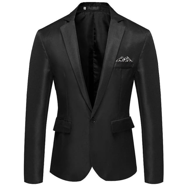 Mens Casual Slim Suit Jacket, One Button Notched Lapel Business Blazer Jacket