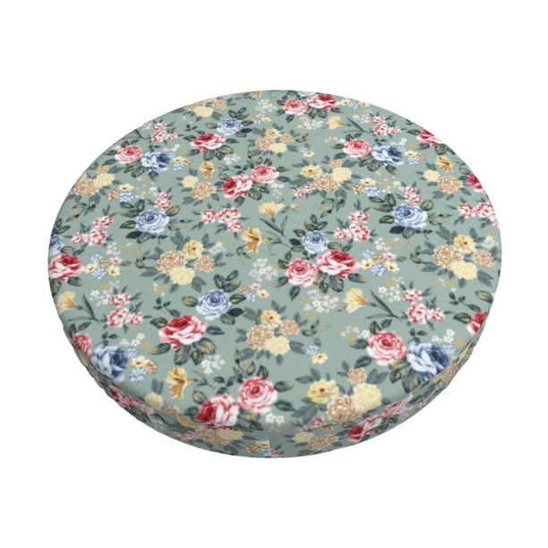 Disketp Rose Flowers Funda Redonda para Taburete, Funda de Cojín para Silla de Bar Suave y Elástica-12 inch