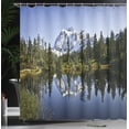 thumbnail image 4 of Ambesonne Mountain Shower Curtain, Tree and Snowy Nature, 69"Wx84"L, Green Blue White, 4 of 5