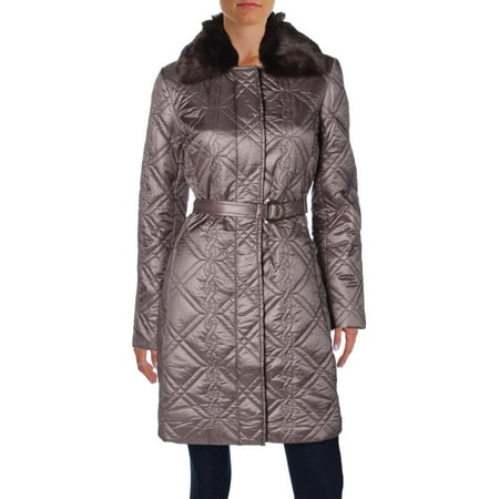 Dress Barn Womens Winter Faux Fur Quilted Coat