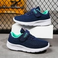 thumbnail image 4 of Girls Sneakers Kids Breathable Mesh On Sneakers Lightweight Boys Sports Shoes For Indoor Outdoor Training Tennis Running Active Play Blue 7.5-8 Years, 4 of 9