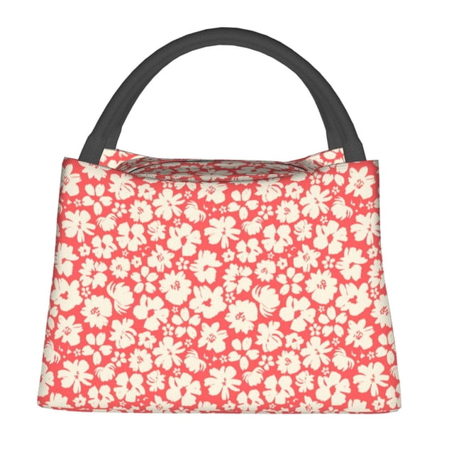 Fotbe Beige Flowers Bolsa Térmica Portátil con Estampado, Bolsa de Entrega de Alimentos Aislada, Bolsa Reutilizable de Gran Capacidad para Comidas y Supermercado