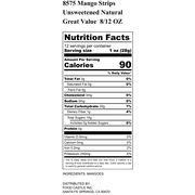 Unsweetened Dried Mango Strips Great Value 12 OZ