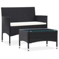 thumbnail image 1 of vidaXL 2 Piece Garden Lounge Set with Cushion Poly Rattan Black, 1 of 5
