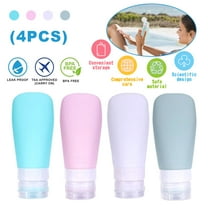 AMERTEER 4 PCS Silicone Travel Bottles, Leak Proof Squeezable Refillable Travel Accessories Toiletries Containers Travel Size Cosmetic Tube for Shampoo Lotion Soap Liquids