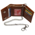 thumbnail image 4 of RFID Blocking Men's Tri-fold Leather Biker Silver Chain Wallet With Snap Closure, 4 of 16