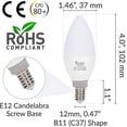 thumbnail image 2 of Simba Lighting LED Candelabra B11 C37 5W 40W Replacement Light Bulbs 120V E12 5000K Daylight 6-Pack, 2 of 10