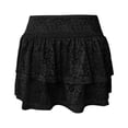 thumbnail image 4 of Skirts for Women Skirt Category Lace Tiered Skirt For Everyday Wear With Flirty Ruffle And Elegant A Line Black S, 4 of 6