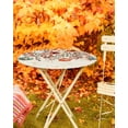 thumbnail image 5 of Round Fitted Tablecloths with Elastic Edge Fall Pumpkin Flower Leaf Oil-Proof Waterproof Wipeable Table Cover for Kitchen Dining Party Decor Thanksgiving Theme on Retro Table Clothes,36" - 44", 5 of 6