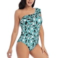 thumbnail image 3 of Goofa Penguins Pattern Women's One Piece Swimsuits Tummy Control Bathing Suits Asymmetric One Shoulder Swimwear-Large, 3 of 6