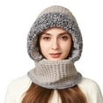 thumbnail image 4 of 3 In 1 Beanie Hat With Scarf And Mask Warm Scrub Caps Women Womens Scarves Wool Face Masks Grey, 4 of 9