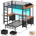 thumbnail image 6 of Bunk Bed Twin Over Twin with Desk, L-Shaped LED Gaming Metal Loft Bed with 6 Storage Drawers and Bed Side Boxes & Charging Staion, Black Space Saving Bedroom Furniture, 6 of 13