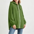 thumbnail image 5 of Women Hoodie Jacket Sevevn Hooded Full Zip Longline Fit Fleece Fabric Side Snap Buttons Side Pockets Long Sleeve Outerwear For Daily Casual Wear, 5 of 9