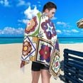 thumbnail image 5 of Coolnut Mexican Talavera Beach Towel, Sand Free Super Absorbent Oversized Travel Towel with Mesh Bag for Beach, Camping, Swimming, Holiday, 31 x 71 Inch Washcloth Gift, 5 of 7