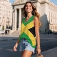thumbnail image 3 of FUIALDOLG Womens Jamaica Flag Print Tank Tops Summer Casual V-Neck Sleeveless Top Soft Blouse Undershirt Flowy Tunic Tops Black Tops Summer Fashion Outfits,4XL, 3 of 7