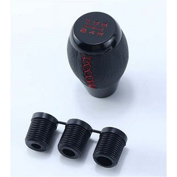 Phyun For Honda Civic Si 5 Speed Black Leather Shift Knob Suede Boot Red Stitch Combo