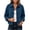Blue, variant on Wool Blend Cropped Jacket for Women Lapel Collar Button Down Long Sleeve Coat with Front Pockets