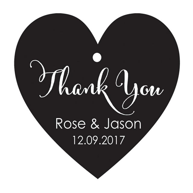 100 PCS Thank You Custom Made Heart Shape Hang Tags Personalized Wedding Favor Paper Tags
