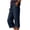 Blue, variant on felwors Womens Casual Capri Pants Elastic Waist Solid Color 3/4 Wide Leg Summer Trousers with Pockets (Black, L)